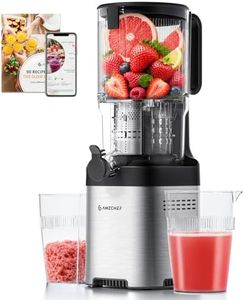AMZCHEF Entsafter - Slow Juicer mit 135 mm großem Einfüllschacht für ganzes Obst und Gemüse - Leicht zu Reinigen mit 2 Gläsern - Silber
