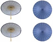Koyal Wholesale 32-Inch Paper Parasol, 4-Pack Umbrella for Wedding, Bridesmaids, Party Favors, Summer Sun Shade (4, Navy Blue)