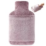 samply Hot Water Bottle with Hand Pocket Cover, 2L Hot Water Bag for Menstrual Cramps, Neck and Shoulder Pain Relief, Hot and Cold Compress, Hand Feet Warmer, Purple