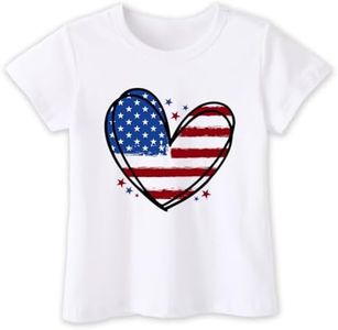 cheerilulu 4th of July Shirt for Toddler Boys Girls Kids, Independence Day USA Flag Red White Blue Tee 2-8T
