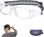 SooGree Sports Goggles Glasses -Basketball Soccer Football Sports Protective Eyewear Goggles Eye Safety Glasses Frame Removable PC Lens with Adjustable Goggles Strap (8107 gray frame white pad)