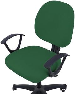 Smiry Stretch Jacquard Office Computer Chair Covers, Removable Washable Universal Desk Rotating Chair Slipcovers Protector, Seat + Backrest Cover, Emerald Green