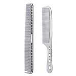 wweenuo 2 pcs Stainless Steel Hair Combs Anti Static Styling Comb Hairdressing Barbers Combs (Silver)