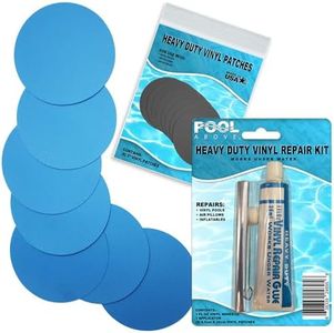 Heavy Duty Vinyl Repair Patch Kit for Above-Ground Pool Liner Repair; Glue and Patch Inflatables; Boat; Raft; Kayak; Air Beds; Inflatable Mattress Repair Blue