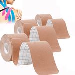 Kinesiology Tape Precut (3 Rolls,60 Strips) Waterproof Sports Tape for Athletes Physio Elastic Tape Pain Relief Adhesive for Muscles Shin Splints Ankle Knee & Shoulder 5m(Flesh Color)