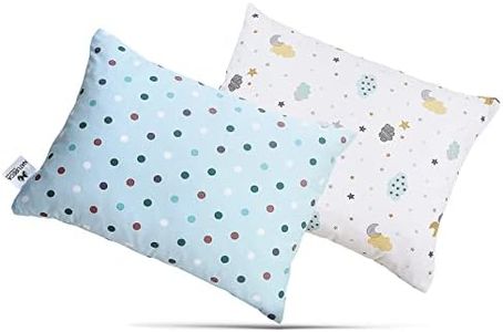 NATURECA Lot de 2 Oreiller Enfant avec Taie d'oreiller, Petit Coussin pour Enfant de 18 Mois, Housse d'oreiller de lit pour bébé 100% Coton, Machine a Laver Enfant Coussin