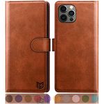 SUANPOT for iPhone 12/12 Pro 6.1" RFID Blocking Wallet case Credit Card Holder,Flip Book PU Leather Phone case Shockproof Cover Cellphone Women Men for Apple iPhone 12 case Wallet (Light Brown)