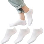 Yuneek Women's Ankle Length Low Cut Cotton Socks Pack Of 3 (WHITE)