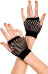 rayinblue Black Fingerless Mesh Gloves Women 80s Short Stretch Fishnet Gloves Retro Nylon Fish Net Fingerless Gloves for 80's Theme Party Halloween Cosplay Women Costume Accessories