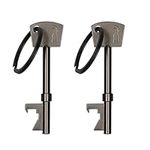 kwmobile Bottle Opener Key Keychain (Set of 2) - Keychains Shaped Like Keys to Open Beer Bottles, Soda Tops, Soft Drinks - Black Matte