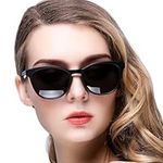 KANASTAL Sunglasses Ladies Black Polarised Sunglasses Women Dark Classic Trendy Vintage lense frame Sun Glasses UV 400 Protection - Matte Black