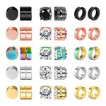 NEWITIN 15 Pairs Magnetic Stud Earrings for Men Stainless Steel Magnetic Earrings Men Clip on Earrings Non Piercing Cross Earrings Unisex CZ Hoop Dangle Magnetic Earrings for Men Women, Metal, Cubic Zirconia