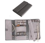 CASE ELEGANCE Saffiano Leather Travel Case - Jewellery Organiser [Petite] - Jewellery Bag (Grey)