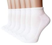 Women's Anti-Blister Moisture Wicking Athletic Workout Ankle Quarter Cushion Cotton Socks for Hiking Cycling Running Walking White 6 Pairs
