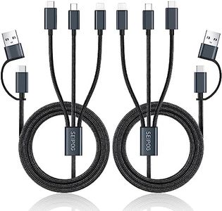 Multi Charging Cable 5 in 1, 2 Pcs 4FT USB C/A Multi Charger Cable to Type-C/Micro USB Port, Nylon Braided USB C Multiple Charger Cable, Universal Multi Phone Charger Cable for Cell Phones and More