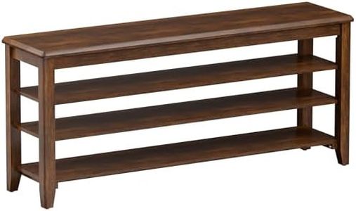Taitiy Shoe Bench Storage Rubberwood, Entryway Bench with 3-Tiers Height Adjustable, Shoe Rack Front Door Entrance Organizer for Hallway Living Room, Mudrooms, Walnut,47.2"