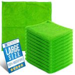 Microfiber Cleaning Cloth, Large Size 40x40cm, Super Absorbent Lint Free Microfibre Cloths Cleaning for Home, Kitchen, Surface, Mirrors, Bathrooms, Motorbike, Car (Green, 10)