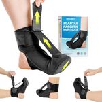 BraceAbility Plantar Fasciitis Night Splint Sock - Soft Plantar Fascia Boot for Sleeping, Achilles Tendonitis Relief, Foot Drop, Heel Pain - Planter Facetious Night Sling Brace for Women and Men (Black, Large)