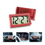 TSUGAMI Mini Digital Clock for Car Dashboard, Battery Operated & Clear LCD Screen Time Display, Small Digital Clock with Self-Adhesive Bracket, Stick On Watch for Auto, Truck, Motorcycle (Red)