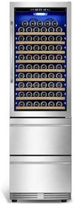 Tylza Wine and Beverage Refrigerator, 24'' Dual Zone Wine Fridge with Dual Drawers, Holds 160 Cans and 120 Bottles, Reversible Door, Built-In or Freestanding, Beverage Fridge for Home or Commercial