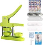 FreeingBAG Button Maker Machine 58mm - (3 Gen) Installation-Free (2.25in) DIY Badge Button Maker Press Machine Badge Punch Press with 100pcs Button Parts Pictures (Green, 2.25 inch / 58mm)