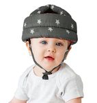 SHOPTOSHOP Baby Head Protective Helmet, Bumper Bonnet Baby Safety Helmet for Crawling and Walking & Adjustable Toddlers Head Safety Cushion Backpack,Baby Protection (Star-Grey-Helmet-D)