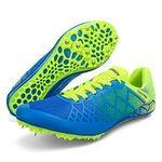 Ifrich Mens Womens Boys Girls Spikes Athletics Racing Running Shoes Track and Field Sneaker …, Blue Green, 5