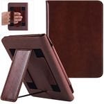 BOZHUORUI Stand Case for 6" Kobo Clara Colour/Clara BW/Clara 2E eReader - Premium PU Leather Smart Folio Protective Cover with Hand Strap & Auto Sleep/Wake (Brown)