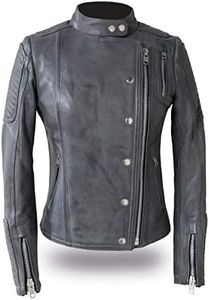 First Mfg Co FIL187CJZ-Gray-2XL-W Princess Warrior Princess Leather Motorcycle Jacket, Anthracite Gray