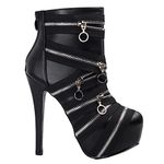 SHOW STORY Sexy Cool Black Zipper Platform High Heel Stiletto Ankle Boots,LF80845BK38,5UK,Black