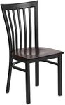 Flash Furniture HERCULES Series Black School House Back Metal Restaurant Chair - Walnut Wood Seat