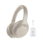 Sony WH-1000XM4 Wireless Noise Canceling Over-Ear Headphones (Silver) with Wireless Audio Adapter (2 Items)