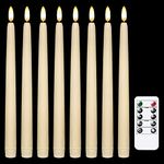 IMAGE Taper Candle Lights 12Pcs Battery Operated LED Tapered Candles with Remote and Timer Function Flickering Ivory Taper Candles for Wedding Christmas Valentine's Day Party