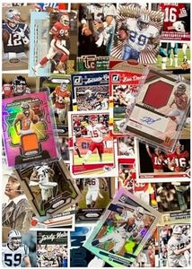 Generic 100 Football Card Hot Pack Box with 2 Authentic Autograph, Jersey, or Relic Cards in Every Box - Can Include Rookies, Stars, All-Stars, & Hall of Famers- Comes in Plain Card Box-