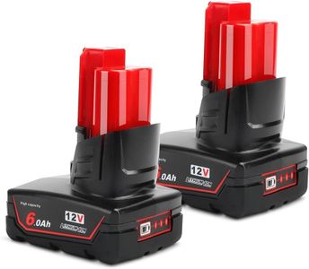 Powarobor 2 Pack M12B6 12V 6.0Ah Batteria di ricambio agli ioni di litio per Milwaukee M12 12Volt Power Tools Batterie con indicatore LED 48-11-2460