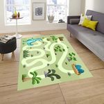 Linen Basics Printed Velvet Carpet Rug Runner for Bedroom/Living Area/Home with Rubber Backing (Light Green Snake Print)