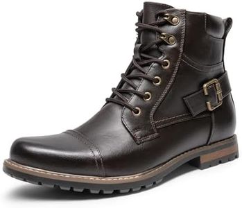 Bruno Marc Men's Motorcycle Combat Boots Casual Zipper Biker Boot, Dark Brown, Size 11 M US, PHILLY-3