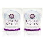 2 PACK Elysium Spa Epsom Bath Salts Natural Magnesium Sulphate Crystals - LAVENDER 2 x 450g