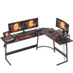 CubiCubi 67 Inch L Shaped Desk, Computer Corner Desk with Carbon Fiber Surface, Gaming Desk with Large Monitor Stand for Home Office Study Writing Workstation, Black