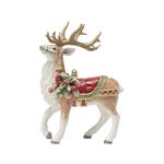 Fitz and Floyd Holiday Home Deer Ceramic Figurine, 12.5 inch, Red