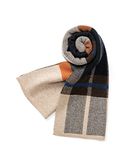 Villand Australian Merino Wool Tartan Knitted Scarf for Men, Plaid Winter Warm Thick Soft Neckwear with Gift Box, 30CM W x 180CM L (Camel Orange Tartan)