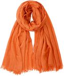 Women Summer Scarfs Cotton Lightweight Large Long Gauze Shawl Beach Wrap Plain 75”×43”Orange