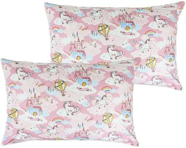 Unicorn Pillow Case for Kids, 2 Pack 100% Cotton Animal Toddler Pillow Covers, Soft Pillow Shams Travel Pillow Cases with Envelope Closure for Boys and Girls, 14x20Inch Pillow Case