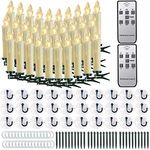 Puansi LED Window Candles, 30PCS Flameless LED Taper Candles Battery Operated with 2pcs Remote Control, Christmas Trees Candles Floating for Home Indoor Outdoor Halloween Decor - Ivory