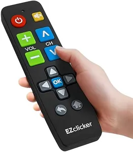 EZclicker Big Button Universal TV Remote (Black) Simple Easy to Use, Great for Seniors, Works with Major TV Brands (2xAAA Batteries Not Included)