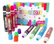 like it Super Dots Markers 10 Colours (20ml) with Dot Colouring Book, Washable Dot Markers for Toddlers, Non-Toxic Water Based Markers for Preschool Learning