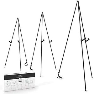 ARTEZA Black Steel Display Easel, 63" Tall, Pack of 3, Portable, Easy Assembly, Sturdy, Ideal for Trade Shows, Presentations, Posters, Art Displays, and Canvases