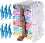 6 Packs Cotton Turkish Beach Towels Set Bulk Oversized Extra Large Quick Dry Sand Free Bathroom Pool Swim Towel for Adult Travel Essentials Cruise Accessories Must Haves Clearance Multipack