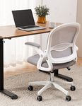 ESTRUCO Office Chair Desk Chair with Lumbar Support Swivel Task Chair with flip-up Armrests for Guitar Playing(White)