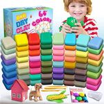 Air Dry Clay 64 Colors, Modelling Clay for Kids, DIY Molding Magic Clay for with Tools, Soft & Ultra Light, Toys Gifts for Age 3 4 5 6 7 8+ Years Old Boys Girls Kids